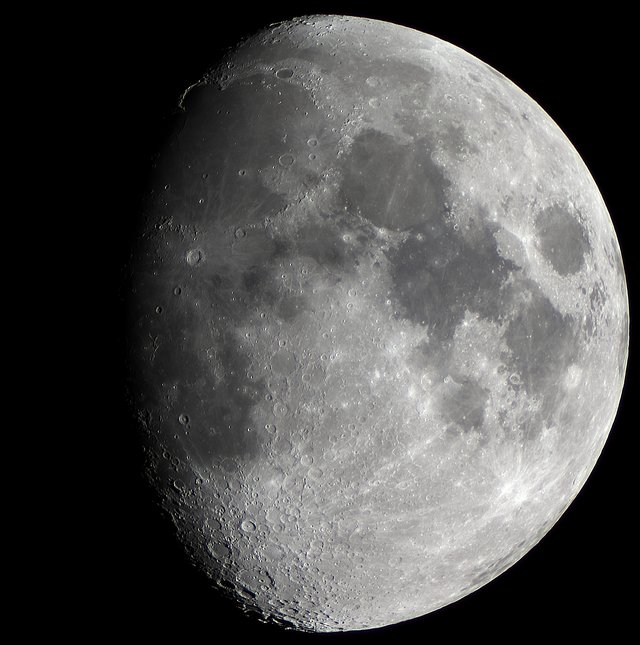 The waxing gibbous of the 28th of March, 2026, captured using prime focus, stacked from ~235 images. See post: https://instant.paperboat.website/blog/some-more-moon-photos/